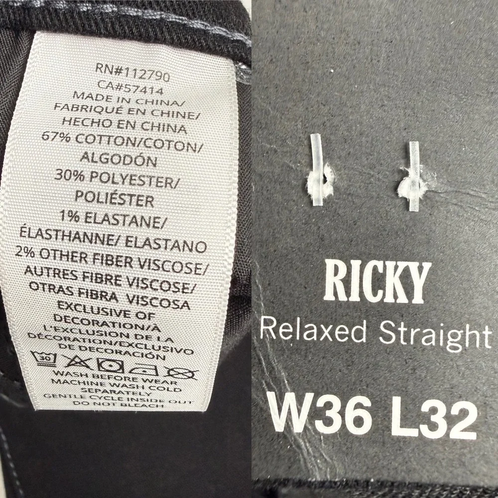 True Religion Ricky Flap SN Body Rinse Black Jeans Mens 36x32 Straight Leg NEW